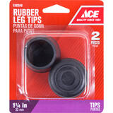 Ace Rubber Leg Tip Black Round 1-1/4 in. W 2 pk