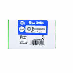 HILLMAN 1/2 in. Dia. x 7 in. L Zinc Plated Steel Hex Bolt 25 box