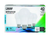 Feit Electric Enhance A19 E26 (Medium) LED Bulb Daylight 40 watt Watt Equivalence 4 pk