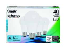 Feit Electric Enhance A19 E26 (Medium) LED Bulb Daylight 40 watt Watt Equivalence 4 pk
