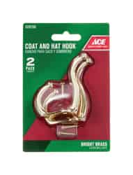 Ace Bright Brass Gold 3 in. L Small Brass Hook 2 pk Coat and Hat