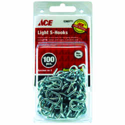 Ace Medium Zinc-Plated Silver 1 in. L S-Hook 15 lb. 100 pk Steel