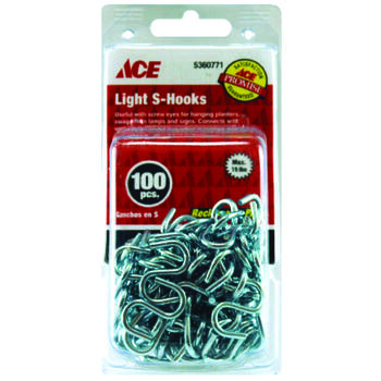 Ace Medium Zinc-Plated Silver 1 in. L S-Hook 15 lb. 100 pk Steel