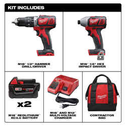 Milwaukee M18 18 V Cordless Brushed 2 Hammer Drill and Impact Driver Kit