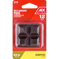 Ace Vinyl Bumper Pads Square 3/4 in. W x 3/4 in. L 12 pk Self Adhesive Brown