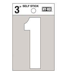 Hy-Ko 3 in. White Vinyl Self-Adhesive Number 1 1 pc.