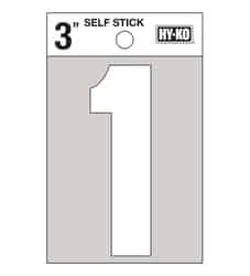 Hy-Ko 3 in. White Vinyl Self-Adhesive Number 1 1 pc.