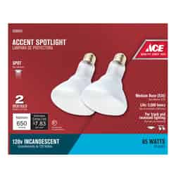 Ace 65 watts BR30 Incandescent Light Bulb Soft White 2 pk Spotlight 600 lumens