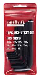 Eklind Tool .050 to 3/8 SAE Short Arm Multi-Size in. 11 Hex L-Key Set