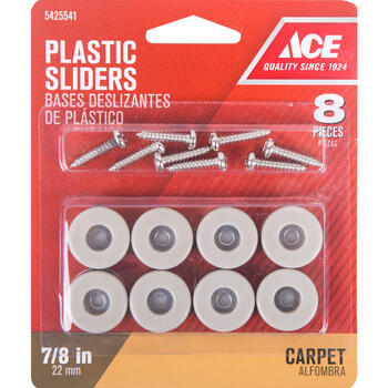 Ace Plastic Slide Glide Off-White Round 7/8 in. W 8 pk