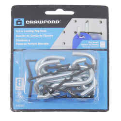 Crawford Black/Silver Steel 0.6 in. Peg Hooks 8 Zinc Plated