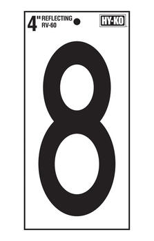 Hy-Ko Reflective 4 in. Vinyl 8 Number Self-Adhesive Black