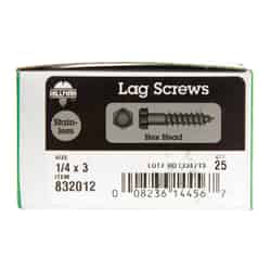 HILLMAN 3 in. L x 1/4 in. Hex Stainless Steel Lag Screw 25 pk