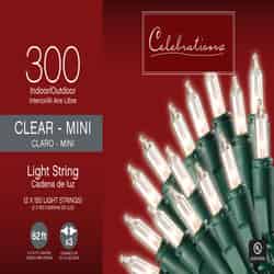Celebrations Incandescent Incandescent Mini Clear/Warm White 300 ct String Christmas Lights 62.08 ft