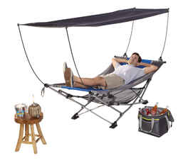 Mac Sports 26.4 in. W x 91.3 in. L Blue Portable Hammock With Stand