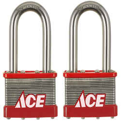 Ace 1.5 in. H X 2 in. W Stainless Steel 4-Pin Cylinder Padlock 2 pk Keyed Alike