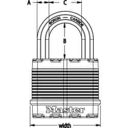 Master Lock 1-7/16 in. H X 13/16 in. W X 2 in. L Laminated Steel Ball Bearing Locking Padlock