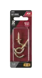 Ace Small Polished Brass Brass 1.875 in. L 30 lb. 2 pk Green Cup Hook