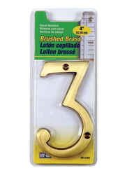 Hy-Ko 4 in. Brass Brass Plated 3 Number Nail-On