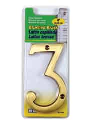 Hy-Ko 4 in. Brass Brass Plated 3 Number Nail-On