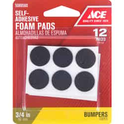 Ace Foam Self Adhesive Non-Skid Pads Black Round 3/4 in. W 12 pk