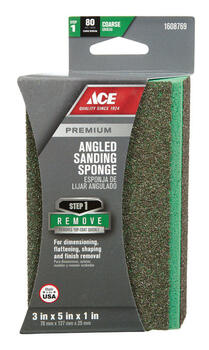 Ace 5 in. L X 3 in. W 80 Grit Coarse Angled Sanding Sponge