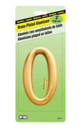 Hy-Ko 3 in. Brass Plated Number Nail-On Aluminum 0