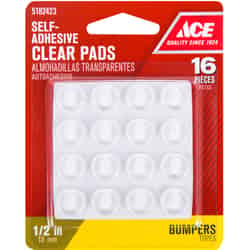 Ace Vinyl Self Adhesive Protective Pads Clear Round 1/2 in. W 16 pk