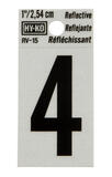 Hy-Ko Reflective Vinyl Black 4 Number 1 in. Self-Adhesive