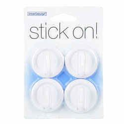 InterDesign 1 in. L White Plastic Small stick on! Hook 4 pk