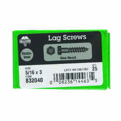 Hillman 5/16 in. x 3 in. L Hex Stainless Steel Lag Screw 25 pk