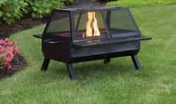 Living Accents Rectangular deep fire bowl Wood Fire Pit/Grill 35 in. D x 26 in. W x 26 in. H Ste