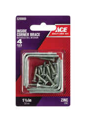 Ace  1-1/2 in. H x 5/8 in. W x 1-1/2 in. D Zinc  Inside L  Corner Brace 