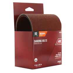 Ace 24 in. L x 4 in. W Aluminum Oxide 80 Grit Medium Sanding Belt 2 pk