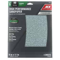 Ace 11 in. L X 9 in. W 80 Grit Aluminum Oxide Sandpaper 4 pk