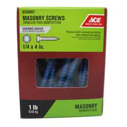Ace 1/4 in. x 4 in. L Slotted Hex Washer Head Steel Masonry Screws 1 lb. 30 pk