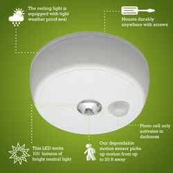 Mr. Beams White Battery Powered LED Motion Sensor Light 300 lm