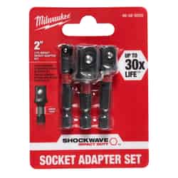 Milwaukee SHOCKWAVE 2 in. L Impact Duty Screwdriver Socket Adapter 3/8 in. 3 pc. Square Hex Sha