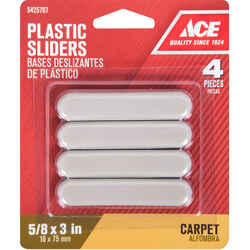 Ace Plastic Self Adhesive Slide Glide Brown Rectangle 5/8 in. W x 3 in. L 4 pk