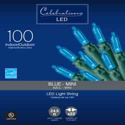 Celebrations Basic LED Mini Blue 100 ct String Christmas Lights 24.75 ft.