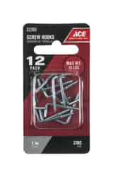 Ace Small Silver Steel Zinc-Plated 10 lb. 12 pk Square Bend Screw Hook 1 in. L