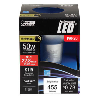 Feit Electric Enhance PAR20 E26 (Medium) LED Bulb Daylight 50 Watt Equivalence 1 pk