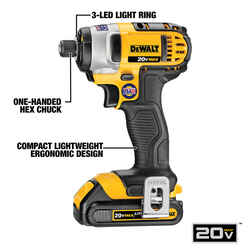 DeWalt 20V MAX 20 V 1/4 in. Cordless Brushed Compact Impact Driver Kit (Battery & Charger)