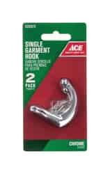 Ace 1-3/4 in. L Chrome Metal Single Garment Hook 2 pk
