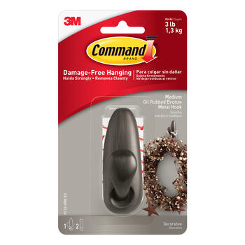 3M Command Oil Rubbed Bronze Metal 3-1/4 in. L Medium Forever Classic 3 lb. capacity 1 pk Coat