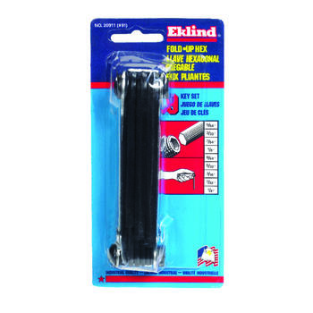 Eklind Tool 5/64 to 1/4 SAE Fold-Up Hex Key Set 9 pc. Multi-Size in.