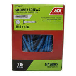 Ace 3/16 in. x 4 in. L Phillips Flat Head Steel Masonry Screws 50 pk 1 lb.