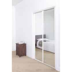 Erias Mirrored Sliding Door 24-3/16 in. x 78 in. Bright White 24 - 3/16 in. 78 in.