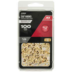 Ace Small Bright Brass Gold Brass Cup Hook 8 lb. 100 pk