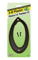 Hy-Ko Plastic 0 Number Nail-On Black 4 in.